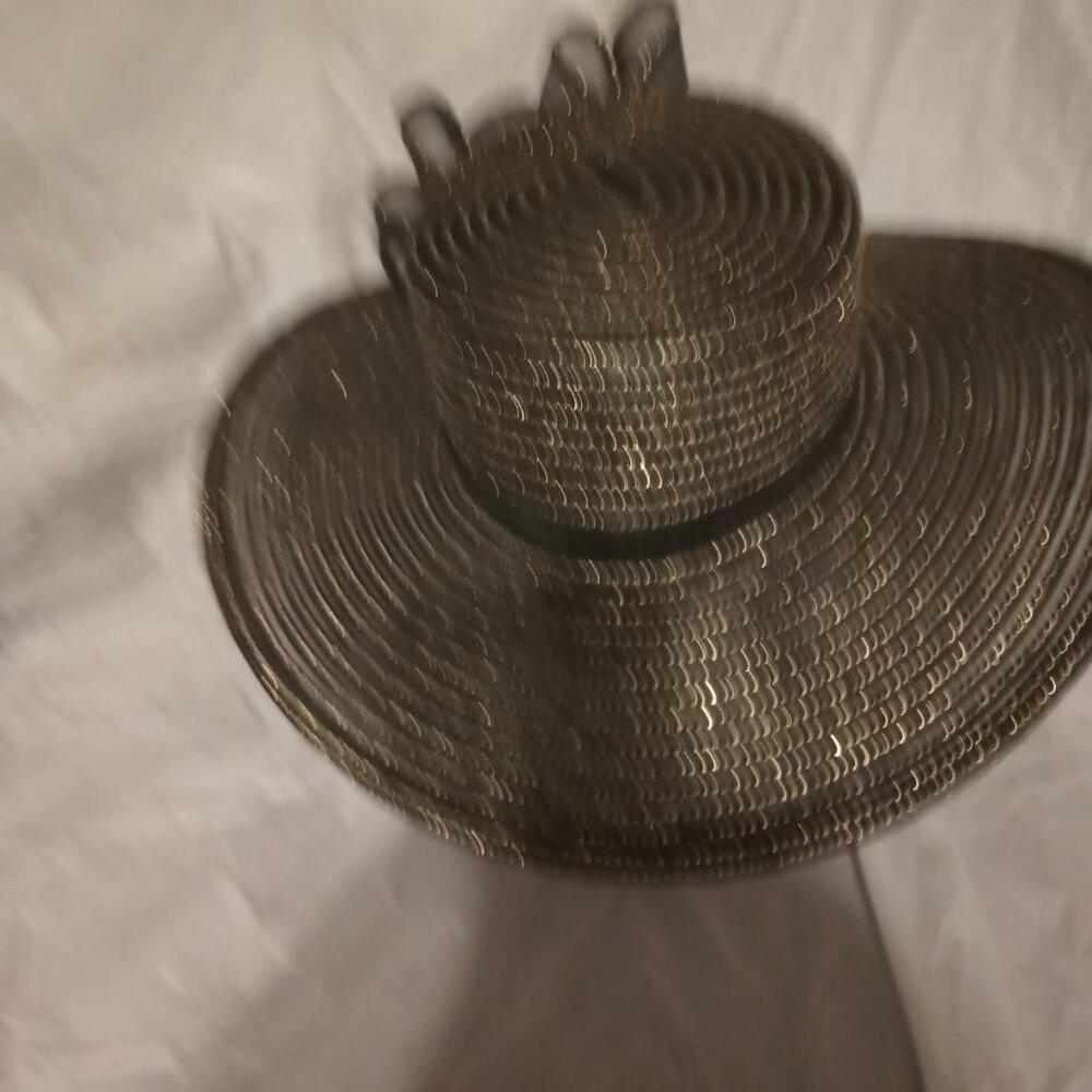SUMMER CLEARANCE SALE  -  BLACK & GOLD HAT FOR CHURCH AND SPECIAL EVENTS